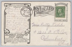 Main Street~Arches From Broad Street Columbus Ohio B&W~Vintage Postcard 