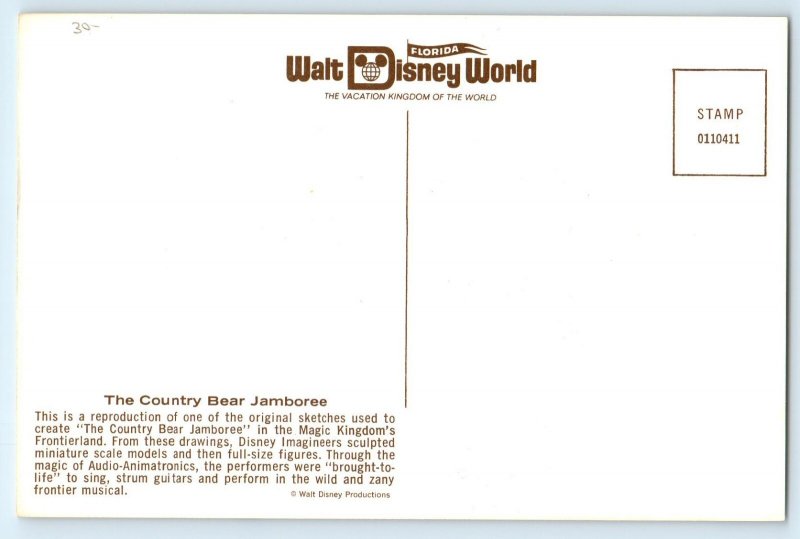 The Country Bear Jamboree Brother Ted Works On The Corn Jug Walt Disney Postcard