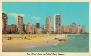 USA Oak Street Beach And Gold Coast Skyline Chicago Chrome Postcard 08.10