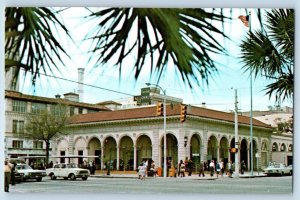 St Petersburg Florida Postcard Open Air Post Office Building Street Scene 1960