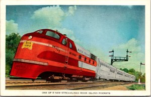 Postcard Rock Island Rocket Railroad Train