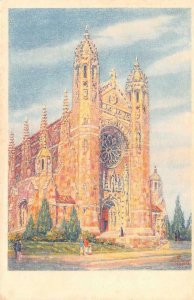 TOLEDO, OH Ohio QUEEN OF THE HOLY ROSARY CATHEDRAL~Church c1940's Linen Postcard