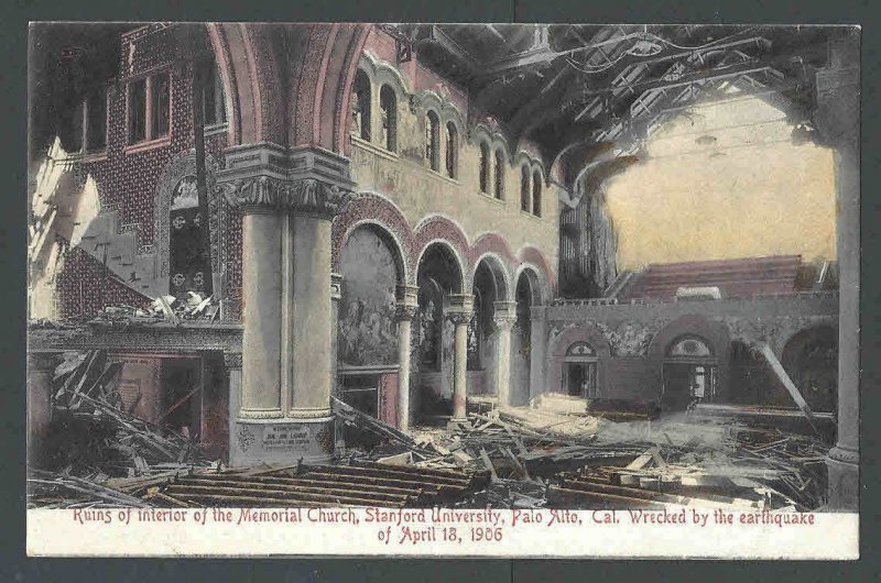 1906 PPC* Disaster Earthquake Destroys Memorial Church Palo Alto Ca Mint