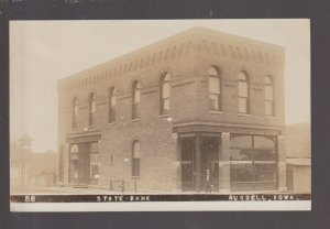 Russell IOWA RPPC c1910 STATE BANK MAIN STREET nr Albia Chariton Melrose IA KB