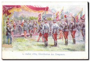 Postcard Old Juilet Army Flags Distribution Dragons
