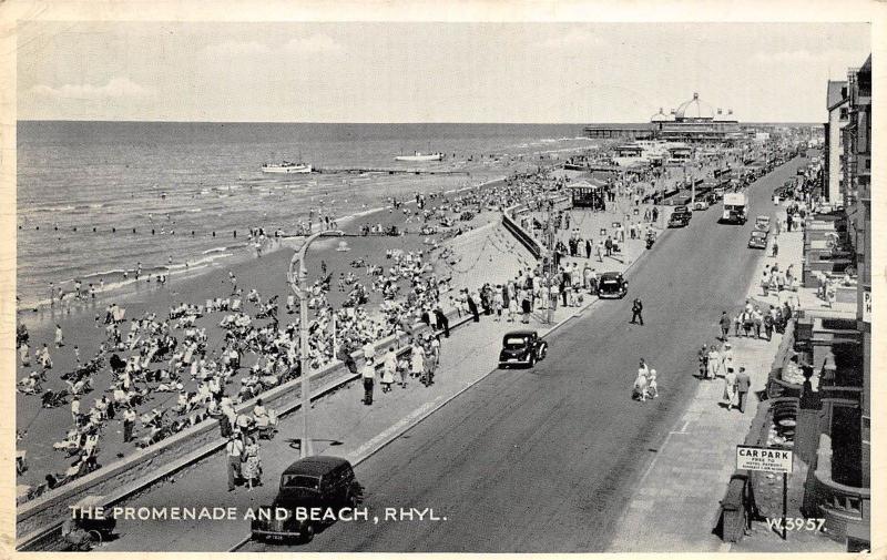 Rhyl Great Britain 1958 Postcard Promenade & Beach Welsh Seaside Resort