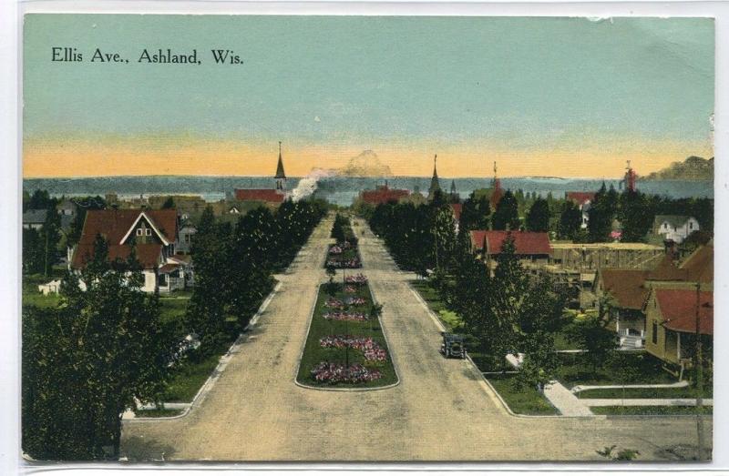 Ellis Avenue Ashland Wisconsin 1910c postcard