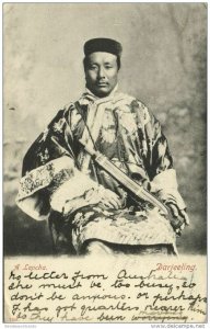 tibet thibet, Native Armed Lepcha Male with Sikkim Sword (1910) Postcard