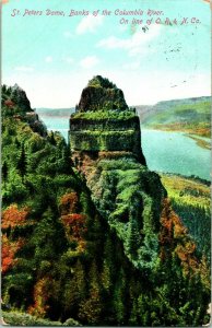 Vtg Postcard 1910s Columbia River Oregon -  St. Peter's Dome on Columbia River