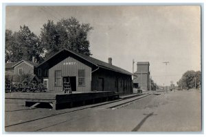 c1910's Amboy Depot Railroad Station Amboy Illinois IL RPPC Photo Postcard