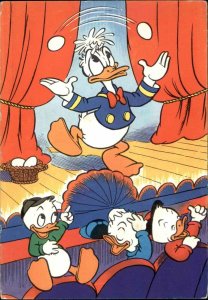 Walt Disney Donald Duck Juggling Nephews Dutch Postcard 1960