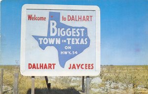 Dalhart Texas 1960s Postcard Welcome To Dalhart Road Sign Hwy 54