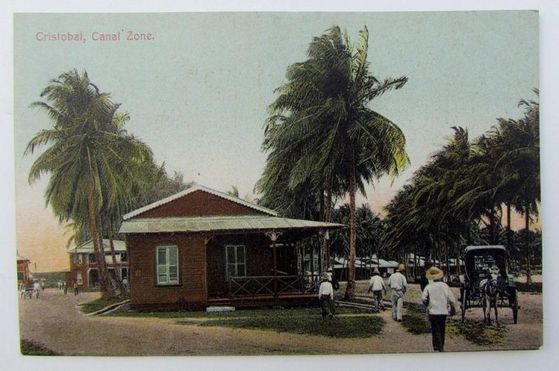 VINTAGE POSTCARD - CRISTOBAL CANAL ZONE PANAMA w/ CANCELED STAMP