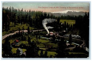 c1950's The Cantara Loop At 18th Crossing Of Sacramento River Train CA Postcard