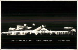 Land O' Lakes WI Gatewayy Inn at Night Real Photo Postcard