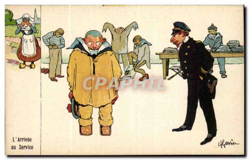 Sailor-Fantasy-Humor-Bateau-L & # 39Arrivee the Postal Sevice -Carte Old Illu...