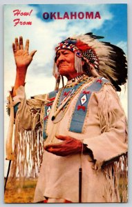 Postcard Greetings from Oklahoma - Native American Indian Chief
