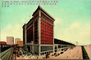 Vtg Postcard 1910s Chicago Illinois IL - La Salle St. Station Street View UNP