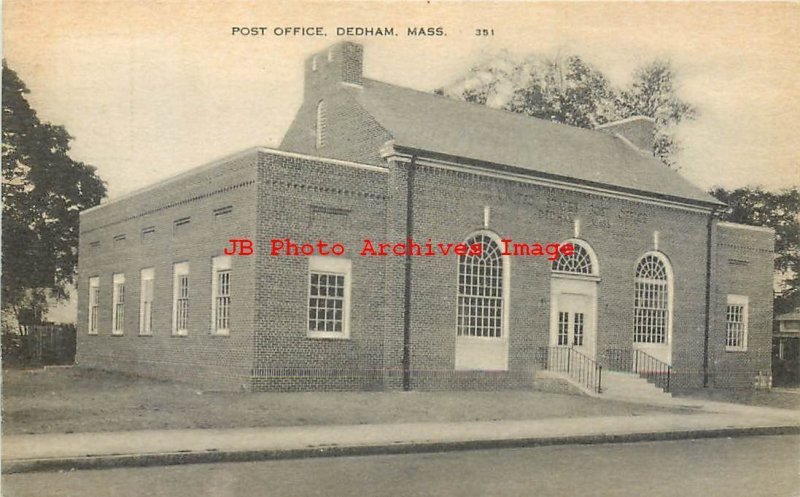 MA, Dedham, Massachusetts, Post Office Building, American Art PC Pub No 351