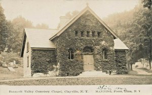 Utica NY Manning Photo Sauquoit Cemetery Chapel Real Photo Postcard