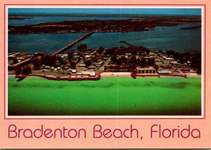 Florida Bradenton Beach Aerial View Showing Bridge Street Fishing PIer and Co...