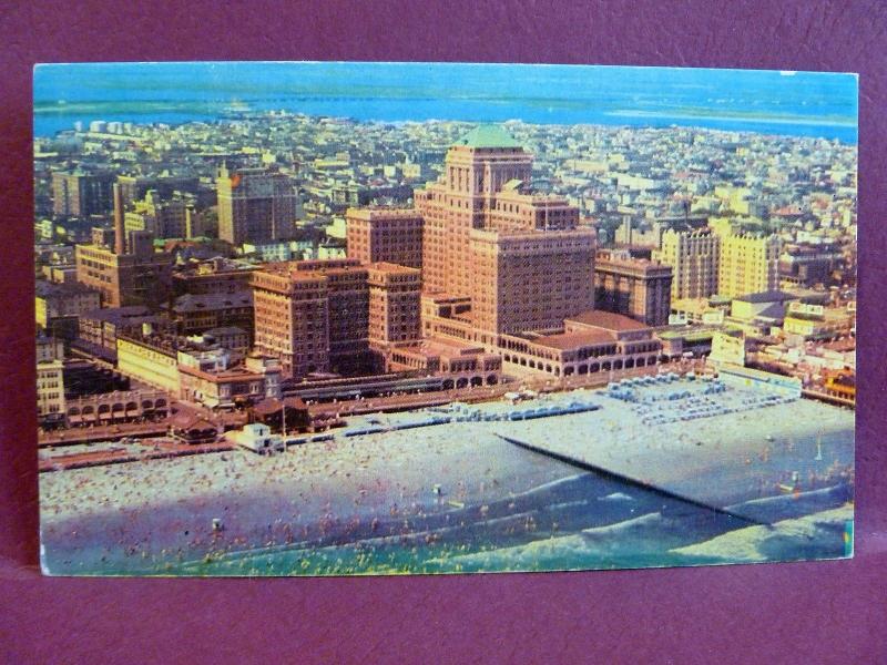 2 Old Postcard Hotel Beach & Boardwalk with Airview Atlantic City, NJ