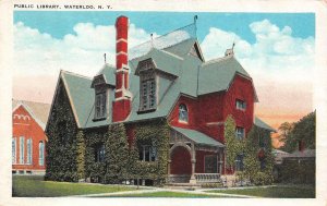 WATERLOO, NY New York   PUBLIC LIBRARY~Ivy Covered  SENECA COUNTY  1932 Postcard