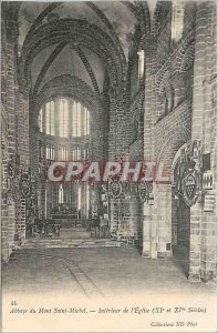 Postcard Abbey of Mont Saint Michel Interior of the Church