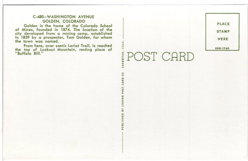 US    PC2874 WASHINGTON AVE, GOLDEN, CO