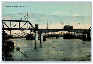 c1910s McKinley Bridge Closed Scene Peoria Illinois IL Unposted Vintage Postcard