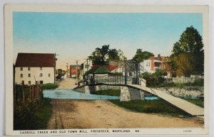 Frederick Maryland Carroll Creek and Old Town Mill Postcard T7