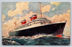 SS AMERICA Ocean Liner Postcard 1940 United States Lines Ship Travel Nautical