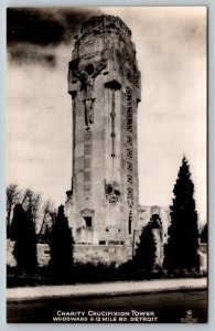 RPPC Crucifixion Tower  Detroit Michigan - Real Photo Postcard  c1930