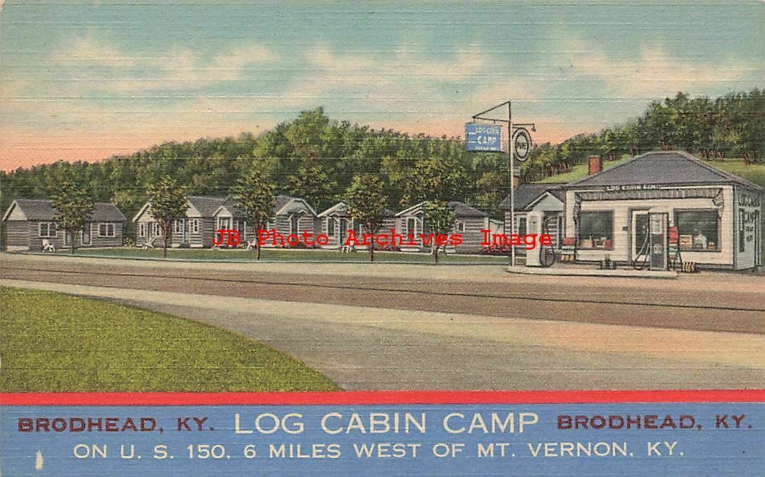 KY, Brodhead, Kentucky, Log Cabin Camp, Gas Station, Cline No 72665