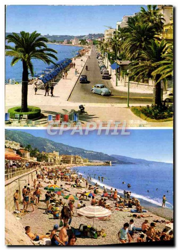 Postcard Moderne Menton The Promenade and The Beach