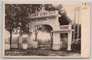 Springfield IL Camp Lincoln Illinois National Guard Arched Entrance Postcard W25