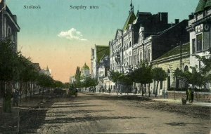 hungary, SZOLNOK, Szapáry Utca (1910s) Postcard, Dutch Restaurant Ad