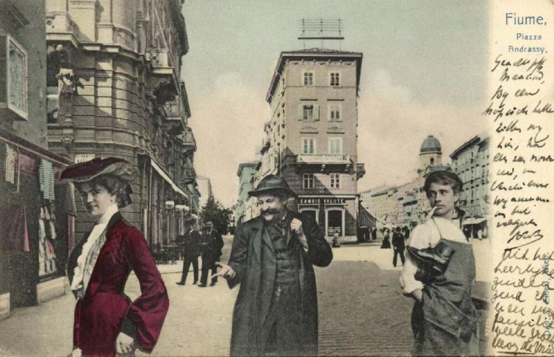 croatia, FIUME RIJEKA, Piazza Andrassy, Cambio Valute, Currency Exchange (1905)