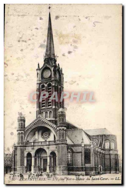 Old Postcard Armentieres The Church Our Lady of the Sacred Heart