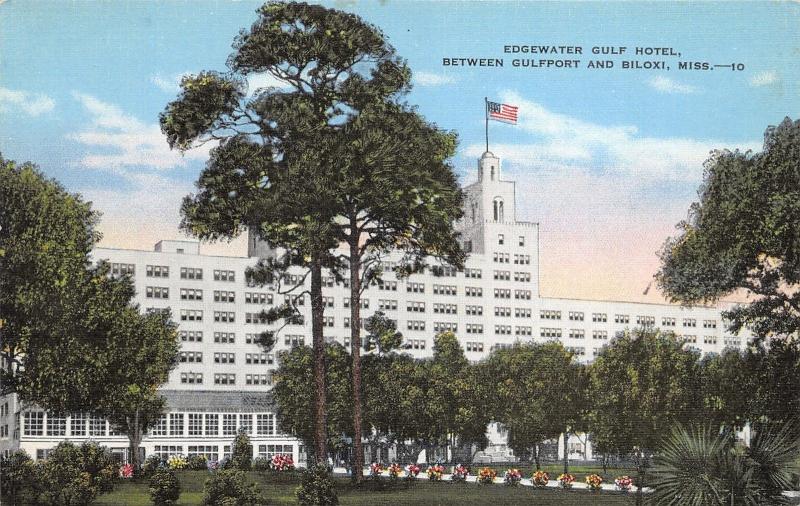 Edgewater Park Mississippi~Edgewater Gulf Hotel~US Highway 90~Flower Beds~1940s