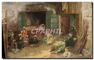 Old Postcard C. Wuttke Aswan Cuisine Egypt Egypt Bazaar