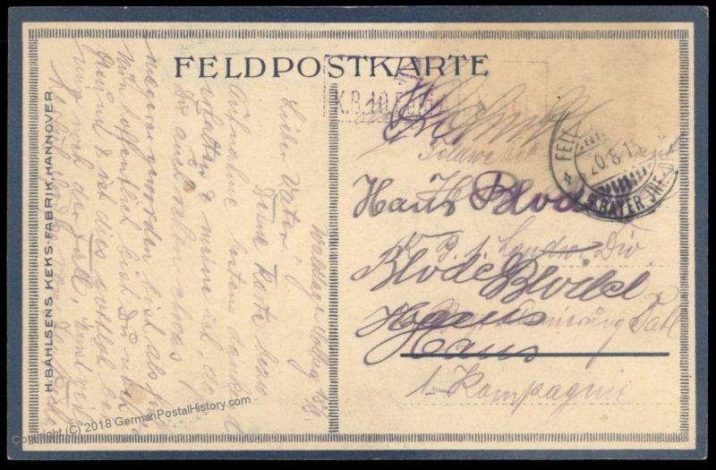 Germany 1915 Aenne Koken Bahlsens Leibniz Keks Biscuit WWI Feldpost Artist 82398