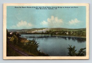 New Brunswick Canada St John River Valley Scenic Bridge WB Cancel WOB Postcard 