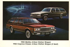 Vintage Postcard 1983 Malibu 4-Door Station Wagon 1983 Caprice Classic 4-Door