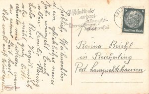 A062 Christmas greetings 1939 Moonlight Bell Apples Nuts holy tree postcard