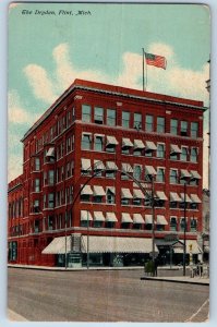 Flint Michigan MI Postcard The Dryden Building Exterior Roadside c1910's Antique