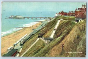 Norfolk England Postcard Zig-Zag Path Cromer Boat Landing Beach 1961 Posted