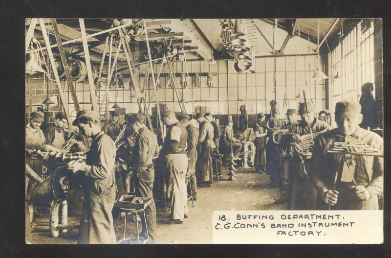 RPPC ELKHART INDIANA C.G CONN'S BAND INSTRUMENT FACTORY REAL PHOTO POSTCARD