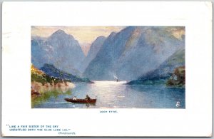 Loch Etive Scotland, 1909 Scenic Highland Lake, Mountains & Rowboat, Postcard