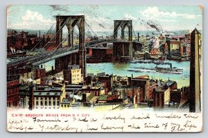 1907  Brooklyn  Bridge   New York City    Postcard